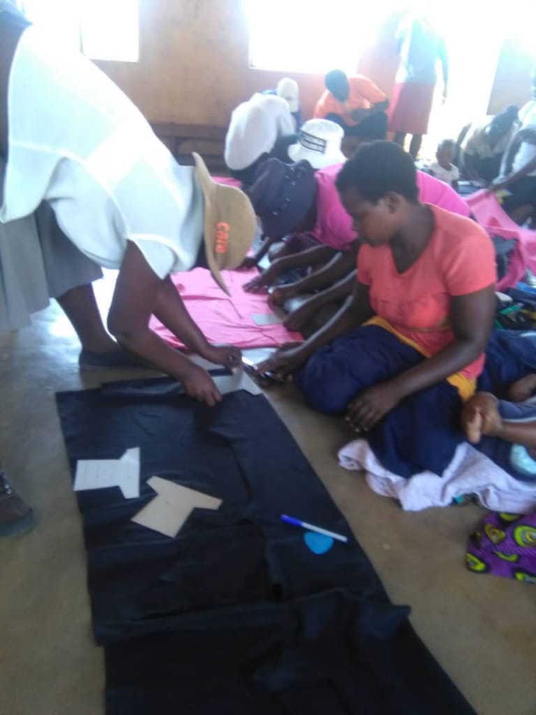 Chipinge East Ward 18 were trained on making Reusable Sanitary Pads .